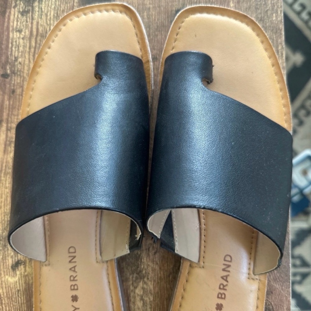 Black Lucky Leather Slide Sandals